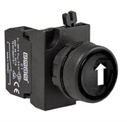 Нажимная кнопка EMAS круглая чёрная, вертикальная стрелка (1НО) CP100DHOD