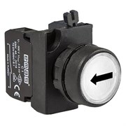 Нажимная кнопка EMAS круглая белая, горизонтальная стрелка (1НО+1НО) CP101DBOY