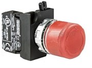 Аварийная кнопка EMAS короткая 30мм с фиксацией, поворотная (1НЗ) CM200EK30