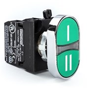 Сдвоенная нажимная кнопка EMAS зеленая с цифрами I и II (2НО) CM101K20YY-12