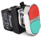 Сдвоенная нажимная кнопка EMAS красно-зеленая (1НО+1НЗ) CM102K20KY