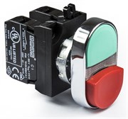 Сдвоенная нажимная кнопка EMAS выступающая красно-зеленая (1НО+1НЗ) CM102K21KY