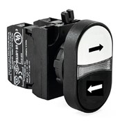 Сдвоенная нажимная кнопка EMAS черно-белая (1НО+1НО) со стрелками "влево-вправо" CP101K20HBOK