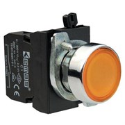 Нажимная кнопка EMAS желтая с подсветкой желтым cветодиодом 100-230V AC (1НЗ) CM2S0DS