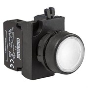 Нажимная кнопка EMAS с подсветкой белый светодиод 12-30V AC/DC, белая (2НО) CP151DB