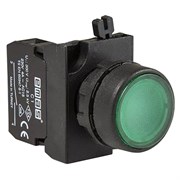 Нажимная кнопка EMAS зеленая с подсветкой зеленым cветодиодом 100-230V AC (1НО) CP1Y0DY