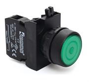 Нажимная кнопка EMAS круглая, с фиксацией, зелёная (1НО) CP100FY