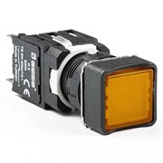 Нажимная кнопка EMAS возвратная, квадратная, жёлтая (1НО) +(1НЗ) D102KDS
