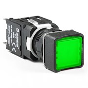 Нажимная кнопка EMAS возвратная, квадратная, зелёная, с подсветкой 24V AC/DC (1НО+1НЗ) D192KDY