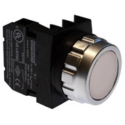 Нажимная кнопка EMAS круглая, без фиксации (1НО), 30мм, белая H100DB