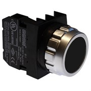 Нажимная кнопка EMAS круглая, без фиксации (1НО), 30мм, черная H100DH