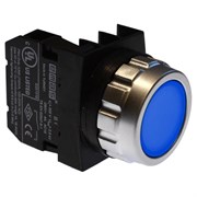 Нажимная кнопка EMAS круглая, без фиксации (1НЗ), 30мм, синяя H200DM