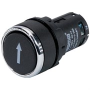 Нажимная моноблочная кнопка EMAS черная с вертикальной стрелкой, 22 мм, IP 40 (1НО+1НЗ) MB102DHOD