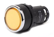 Нажимная моноблочная кнопка EMAS желтая 22 мм, IP 40 (1НО+1НЗ) MB102DS