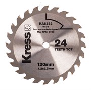 Диск твердосплавный по дереву Kress KA8383 24T TCT 120х1,2х9,5 мм