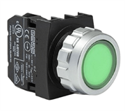 Нажимная кнопка EMAS круглая, без фиксации (1НО), 30мм, зеленая H100DY