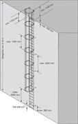 Стационарная одномаршевая лестница для оборудования Krause (сталь) 4,76 м без перехода 836700