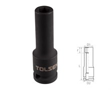 Головка торцевая ударная глубокая шестигранная TOLSEN 1/2", 8 мм TT18258
