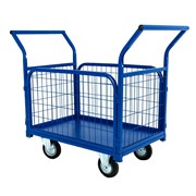 Тележка платформенная TOR ТП-4С (750х1400) с бортами из сетки и двумя ручками (без колес)