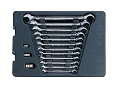 Комплект комбинированных ключей с трещоткой в лотке KING TONY 9-10115MR