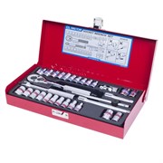 Набор торцевых головок с принадлежностями King Tony 1/4"DR, 4-12 мм, 5/32"-1/2", 30 предметов 2030CR