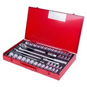 Набор торцевых головок с принадлежностями King Tony 1/2"DR, 10-32 мм, 5/16"-1-1/4", 42 предмета 4542CR