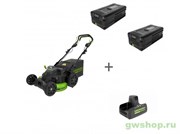 Комплект: Газонокосилка аккумуляторная GREENWORKS TwinForce 82V + 2 Аккумулятора G82B5 + Зарядное устройство G82C2 Greenworks 25156071