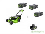 Комплект: Газонокосилка аккумуляторная GREENWORKS, 82V, 76см, самоходная, бесщеточная, без АКБ и ЗУ + 3 Аккумулятора G82B8 + Зарядное устройство G82C2 Greenworks 25192072