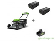Комплект: Газонокосилка аккумуляторная Greenworks LM221S, без АКБ и ЗУ + 2 Аккумулятора G82B5 + Зарядное устройство G82C2 Greenworks 25194071