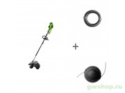 Триммер аккумуляторный 40V GREENWORKS GD40BCK4 с АКБ 4АЧ и ЗУ + леска + головка в подарок! Greenworks 1301507UB, 2926607, 2926507