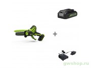 Пила цепная аккумуляторная GREENWORKS GD24CSMNX 24V + АКБ 2Ач и ЗУ Greenworks 2008707UA