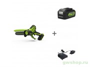 Пила цепная аккумуляторная GREENWORKS GD24CSMNX 24V + АКБ 4Ач и ЗУ Greenworks 2008707UB