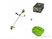 Триммер аккумуляторный 60V GREENWORKS GD60BCB с АКБ 5 Ач и ЗУ Greenworks 2108407UG