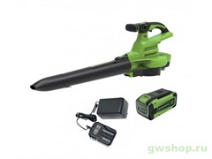 Воздуходув–садовый пылесос аккумуляторный GREENWORKS GD40BVIIK8 40V c 1хАКБ 8Ач и ЗУ Greenworks 2406907UR