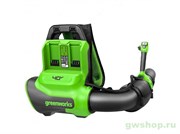 Воздуходув ранцевый аккумуляторный GREENWORKS 40V GD40BPG2 с АКБ 4 Ач и ЗУ Greenworks 2408107UB