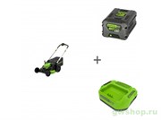 Комплект: Газонокосилка аккумуляторная GREENWORKS GD60LM61, 60V, 61 см, самоходная, бесщеточная + Аккумулятор G60B5 + Зарядка G60C Greenworks 2519107UG