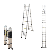 Двухсторонняя телескопическая лестница с шарниром Алюмет 9+9 ступеней DTLH 2.8