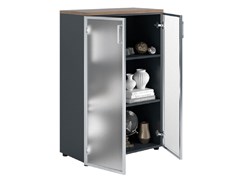 Шкаф ПРАКТИК NW 1280/2G со стеклом темный орех/антрацит К35599381217