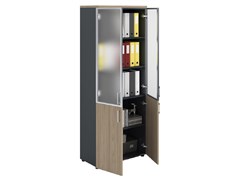 Шкаф ПРАКТИК NW 2080/2G со стеклом вяз натуральный/антрацит К35599382016