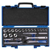 Набор торцевых головок с принадлежностями 3/8", шестигранные, 6-24 мм, 23 предмета KING TONY 3523MRV11 TONY