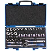 Набор торцевых головок с принадлежностями 3/8", шестигранные, 6-24 мм, 45 предметов KING TONY 3545MRV TONY