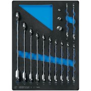 Набор комбинированных трещоточных ключей, 8-22 мм, ложемент, 15 предметов KING TONY 9-10115MRV TONY