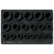 Набор ударных торцевых головок 1/2", шестигранные, 10-36 мм, ложемент, 19 предметов KING TONY 9-4429MPV TONY