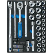 Набор торцевых головок 1/2" с принадлежностями, шестигранные, ложемент, 33 предмета KING TONY 9-4333MRV04 TONY