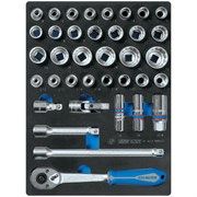 Набор торцевых головок 1/2" с принадлежностями, двенадцатигранные, ложемент, 37 предметов KING TONY 9-4037MRV01 TONY