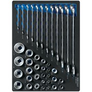 Набор комбинированных ключей, набор торцевых головок 1/4", 3/8", 1/2", ложемент, 40 предметов KING TONY 9-9040SRV TONY