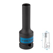 Головка торцевая ударная глубокая двенадцатигранная 1/2", 8 мм KING TONY 443008M TONY
