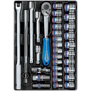 Набор торцевых головок 1/2" с принадлежностями, ложемент, 33 предмета KING TONY 9-4333MR03 TONY