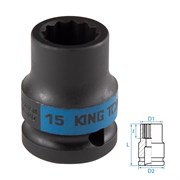 Головка торцевая ударная двенадцатигранная 1/2", 15 мм KING TONY 453015M TONY