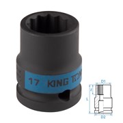 Головка торцевая ударная двенадцатигранная 1/2", 17 мм KING TONY 453017M TONY